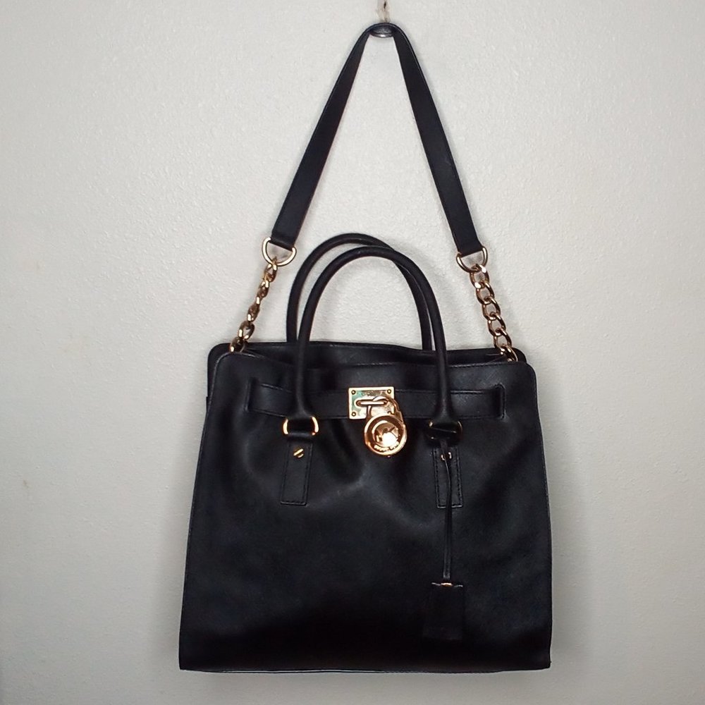 COPY - Michael kors hamelton satchel black stifano leather large. - Picture 2 of 16